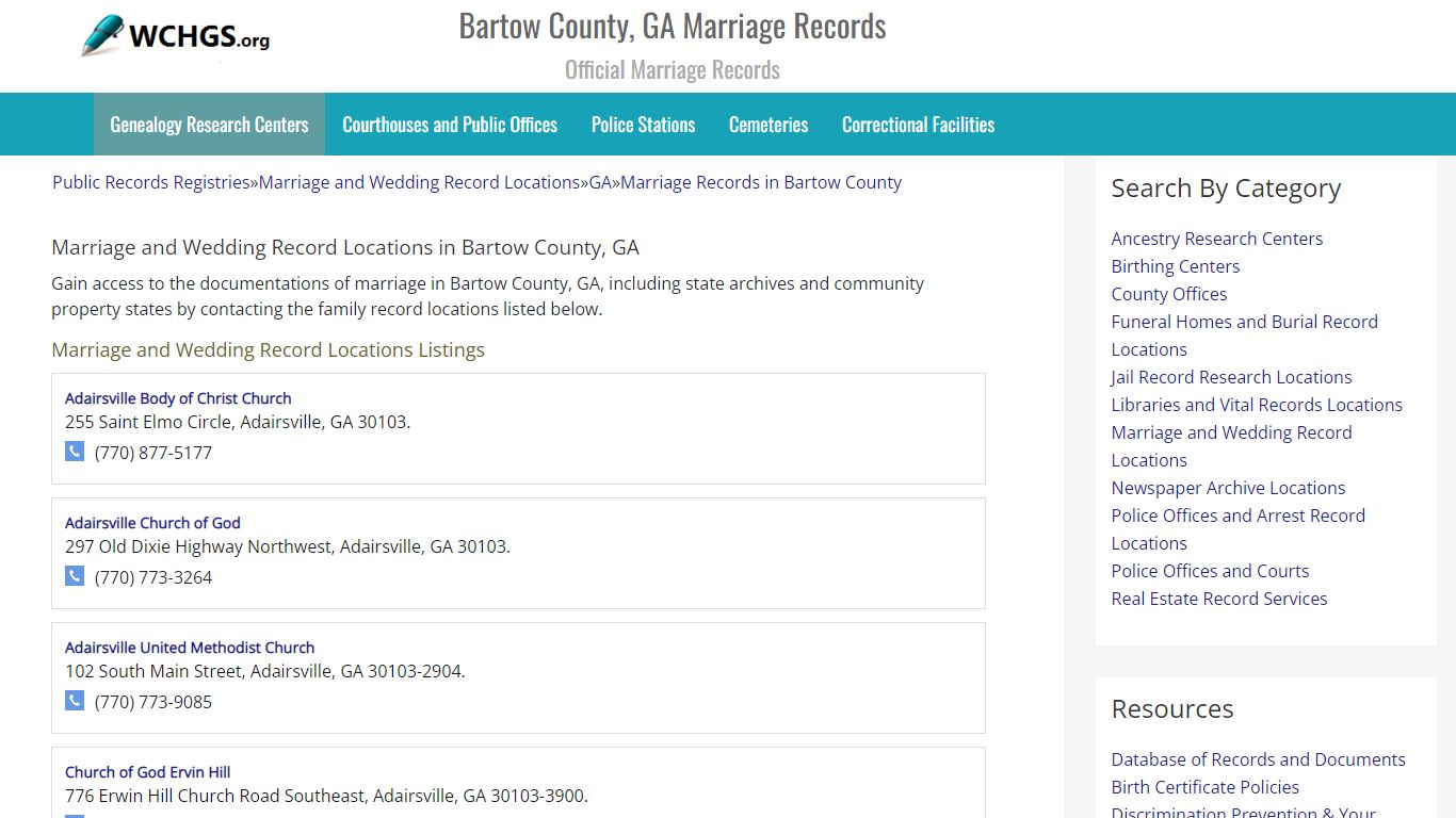 Bartow County, GA Marriage Records - Official Marriage Records